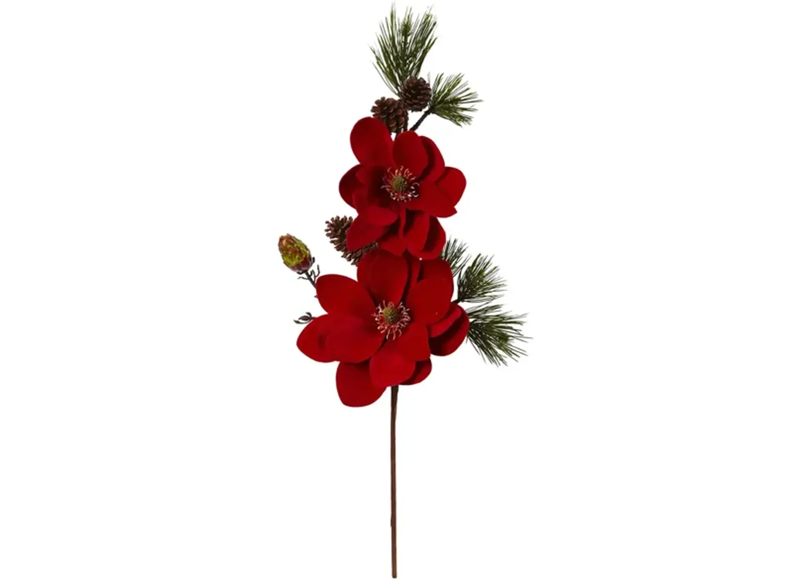 36” Magnolia and Pine Artificial Flower: Set of 2 in Red