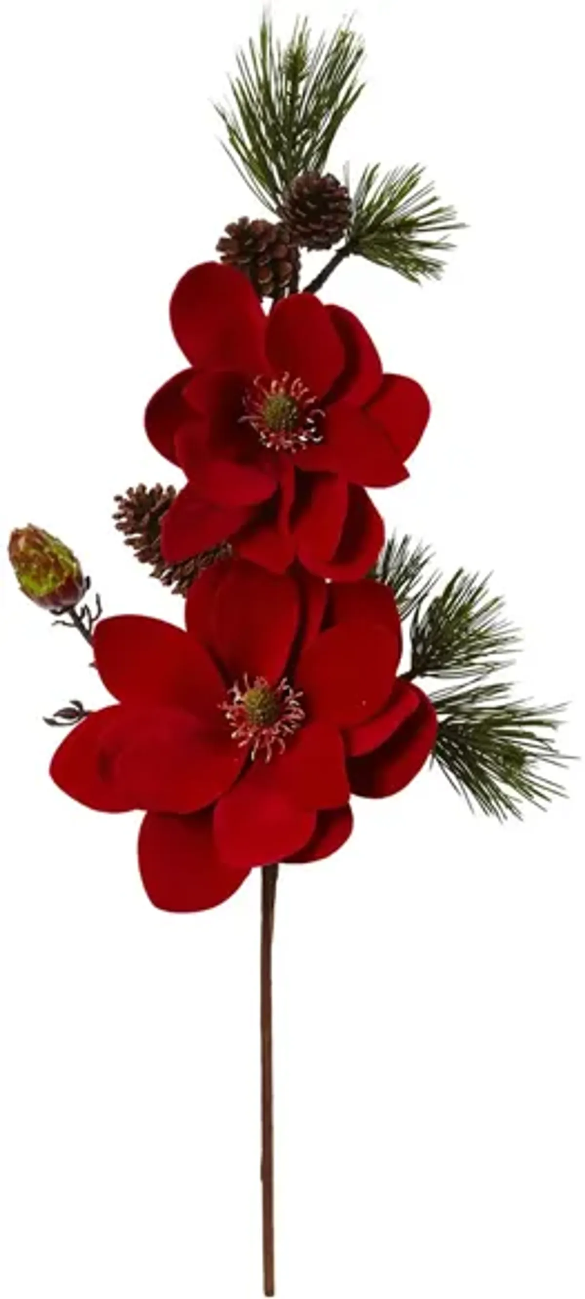 36” Magnolia and Pine Artificial Flower: Set of 2 in Red