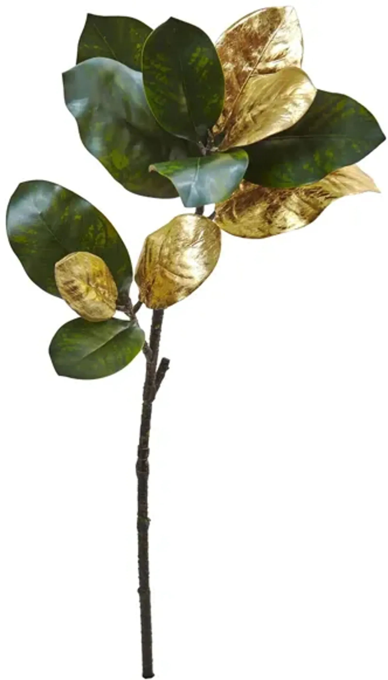 32” Golden Magnolia Leaf Artificial Stem: Set of 3