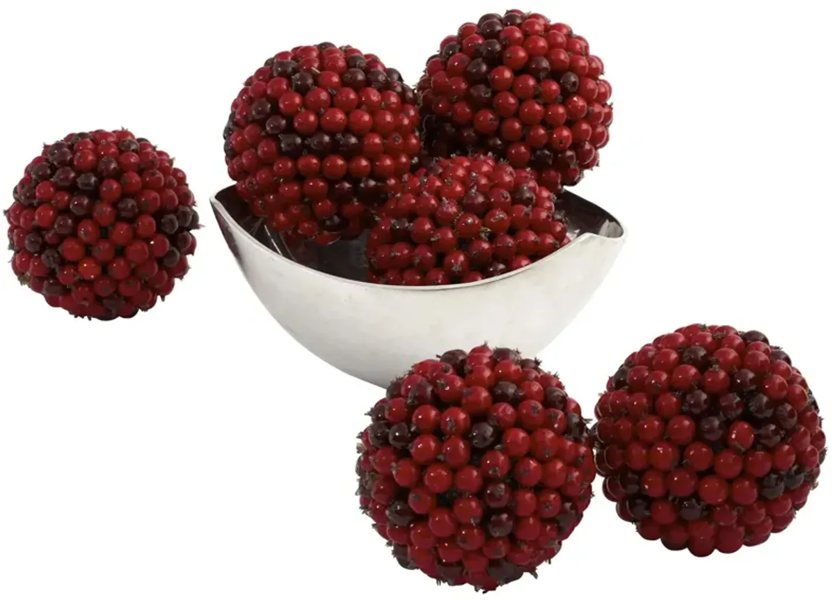 5" Red Berry Ball: Set of 6
