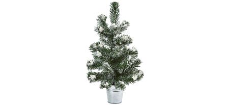 Snowy 18" Mini Pine Trees with Tin Planters: Set of 2 in Green by Bellanest
