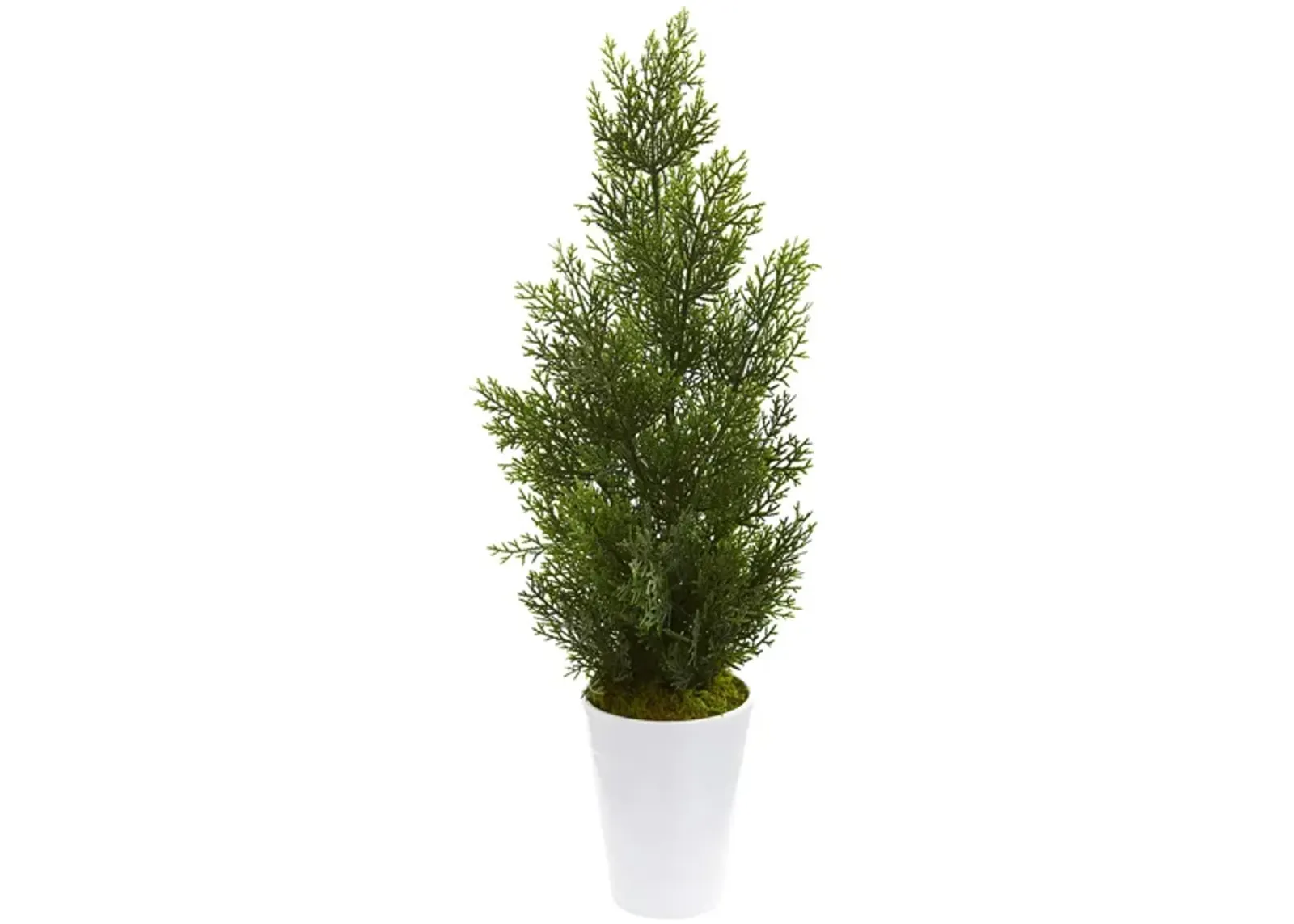 27" Mini Cedar Artificial Pine Tree in Decorative Planter (Indoor/Outdoor) in White by Bellanest