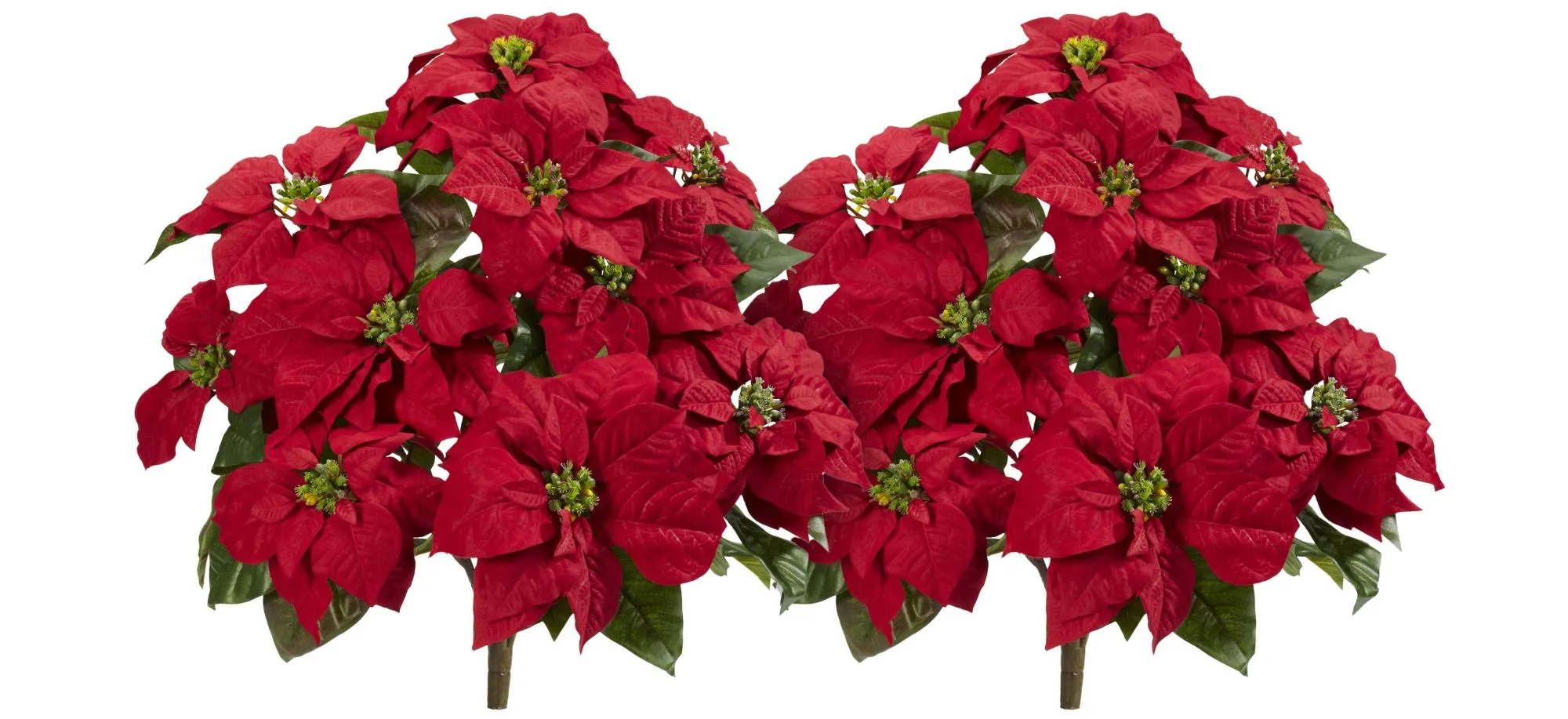 24” Poinsettia Artificial Plant: Set of 2 in Red by Bellanest