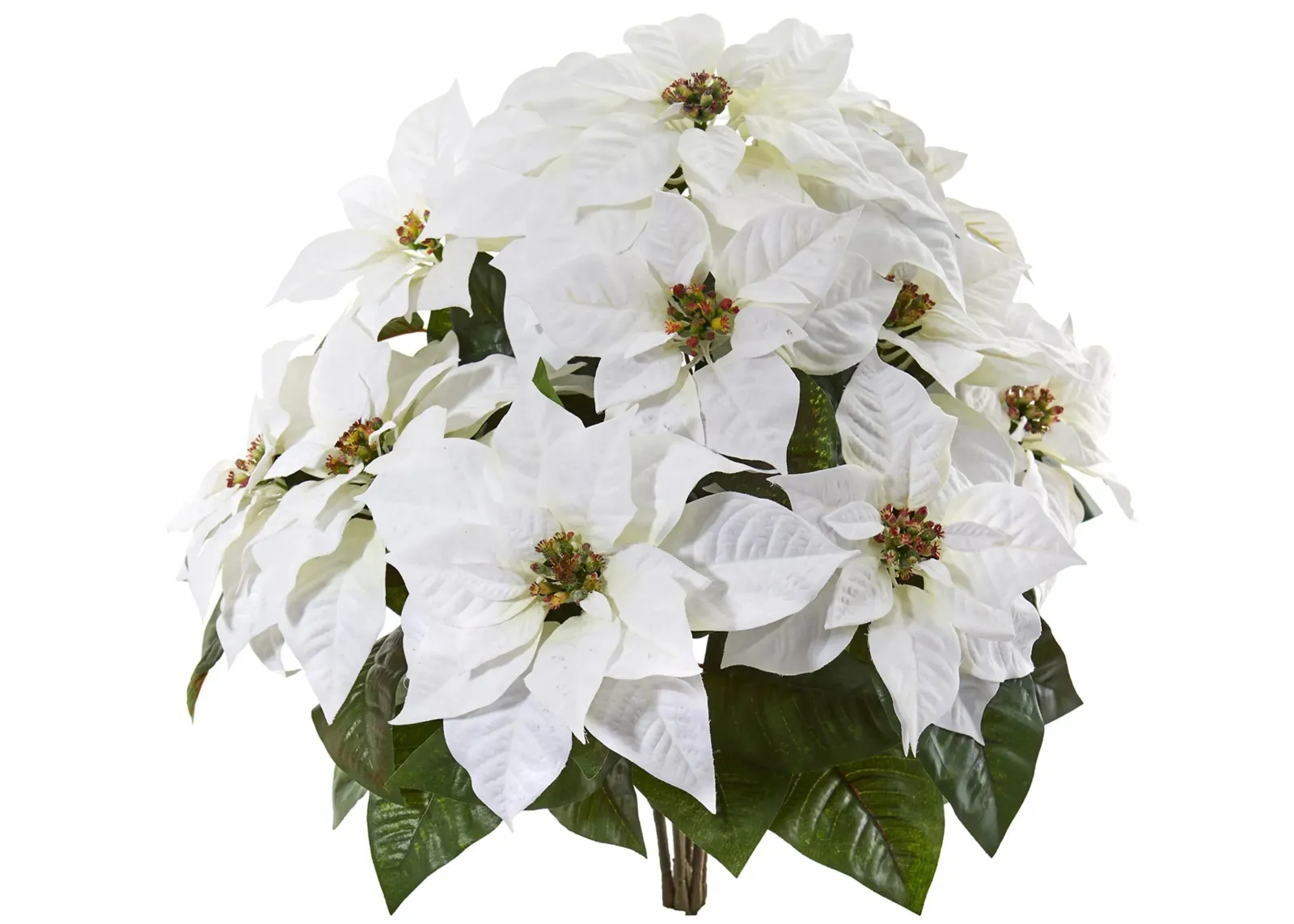 24" Poinsettia Artificial Plant: Set of 2 in White by Bellanest