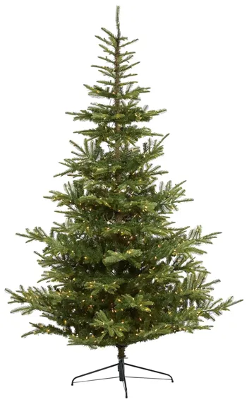 9ft. Pre-Lit Layered Washington Spruce Artificial Christmas Tree in Green by Bellanest