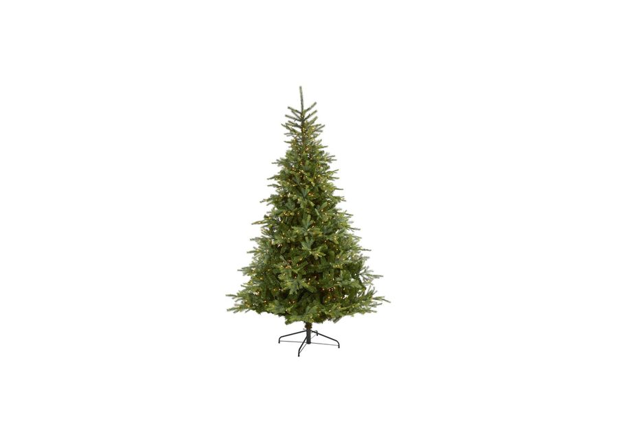 8ft. Pre-Lit North Carolina Spruce Artificial Christmas Tree in Green by Bellanest