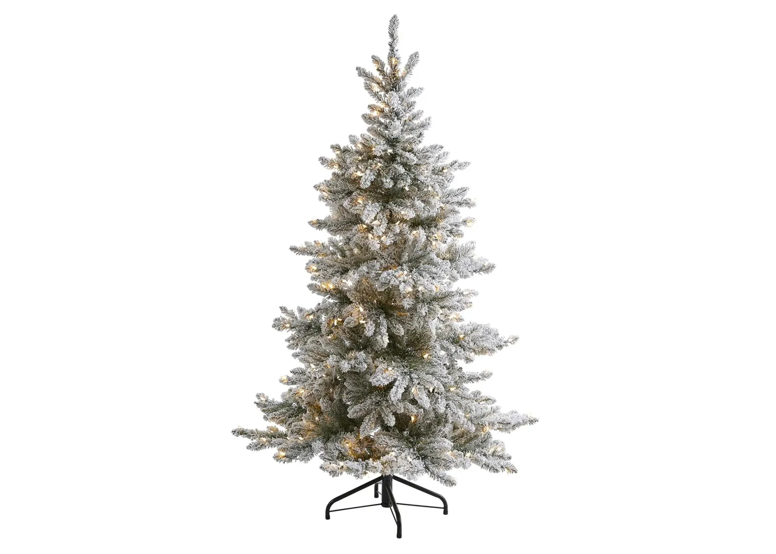 7ft. Pre-Lit Flocked West Virginia Spruce Artificial Christmas Tree in Green by Bellanest