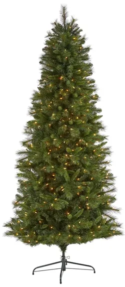 7.5ft. Pre-Lit Slim West Virginia Mountain Pine Artificial Christmas Tree in Green by Bellanest