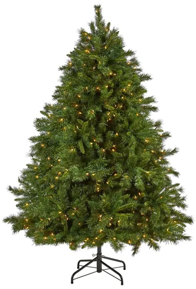 7ft. Pre-Lit Wyoming Mixed Pine Artificial Christmas Tree in Green by Bellanest