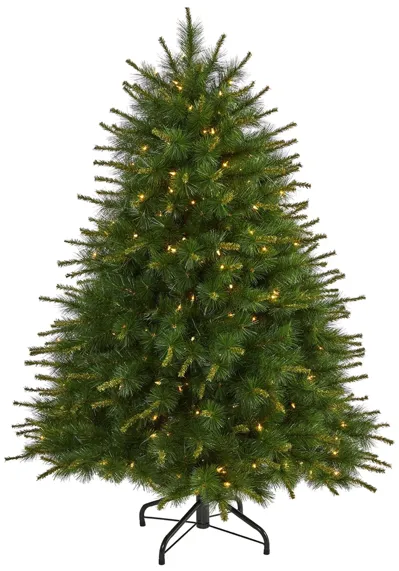 5ft. Pre-Lit New England Pine Artificial Christmas Tree in Green by Bellanest