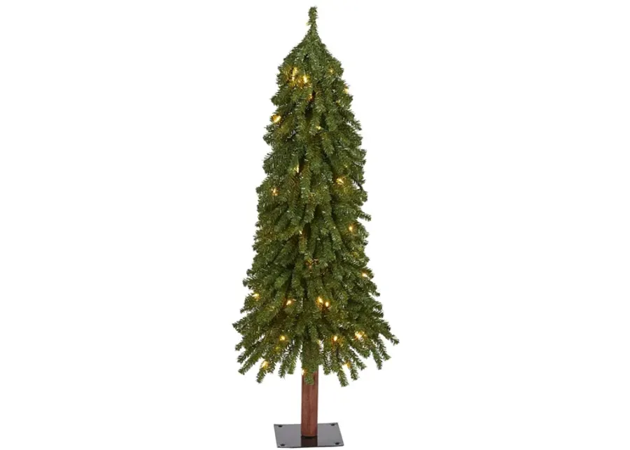 4ft. Pre-Lit Grand Alpine Artificial Christmas Tree in Green by Bellanest