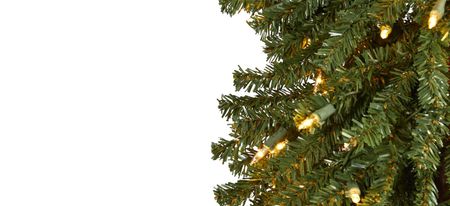 7ft. Pre-Lit Grand Alpine Artificial Christmas Tree on Natural Trunk in Green by Bellanest