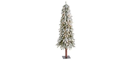 5ft. Pre-Lit Flocked Grand Alpine Artificial Christmas Tree in Green by Bellanest
