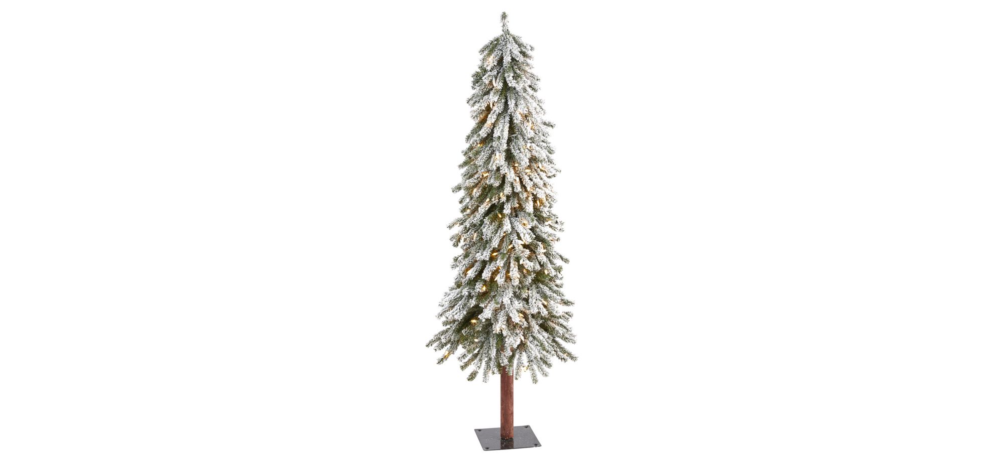 5ft. Pre-Lit Flocked Grand Alpine Artificial Christmas Tree in Green by Bellanest