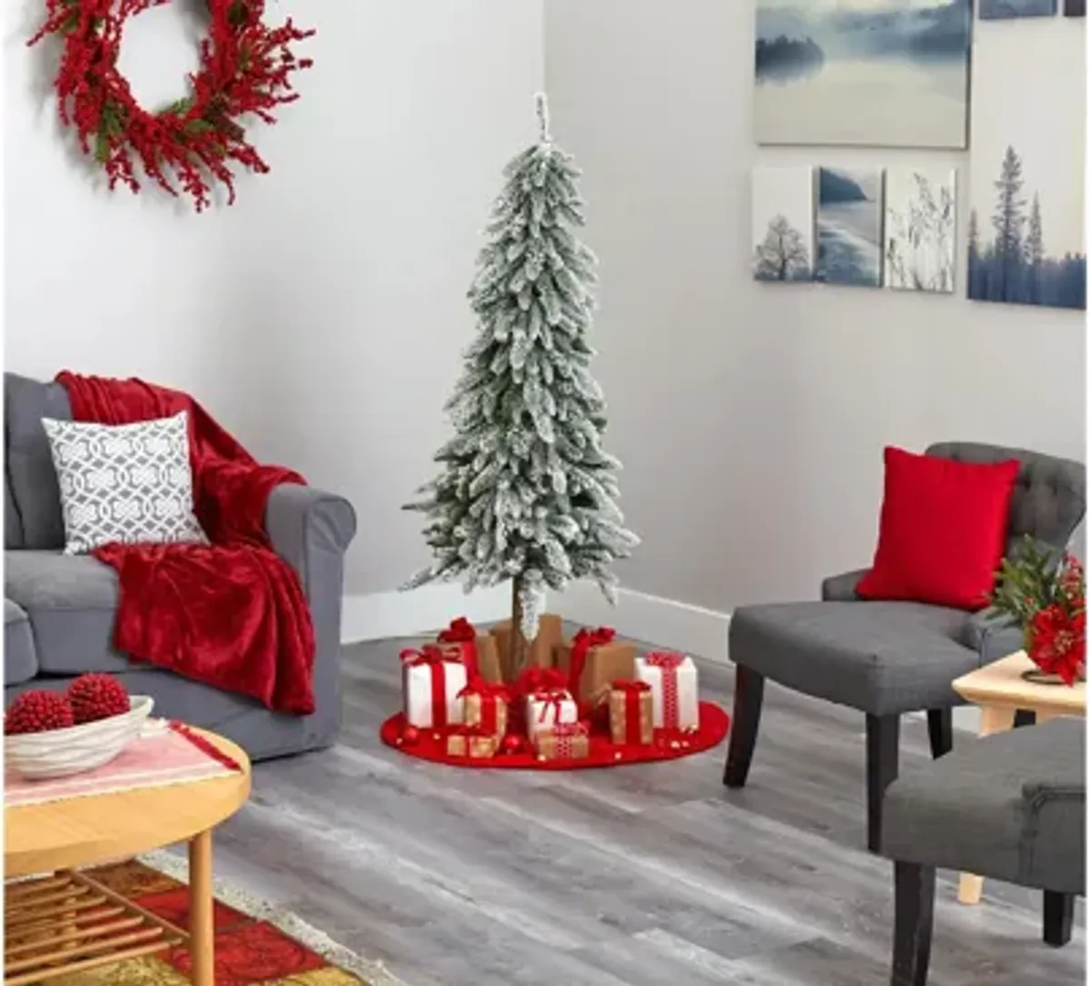 5.5ft. Pre-Lit Flocked Washington Alpine Christmas Artificial Tree