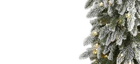 7.5ft. Pre-Lit Flocked Washington Alpine Christmas Artificial Tree in Green by Bellanest