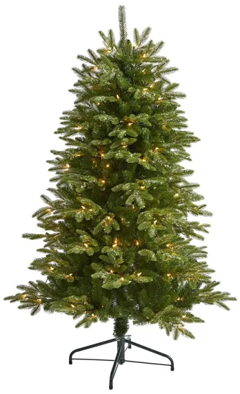 5ft. Pre-Lit Snowed Grand Teton Artificial Christmas Tree in Green by Bellanest