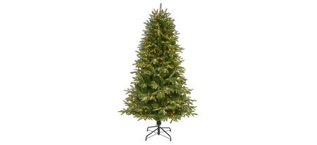 6ft. Pre-Lit Snowed Grand Teton Artificial Christmas Tree in Green by Bellanest