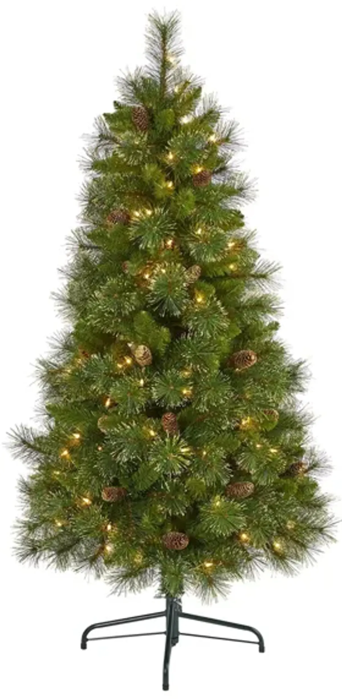 5ft. Pre-Lit Golden Tip Washington Pine Artificial Christmas Tree in Green by Bellanest