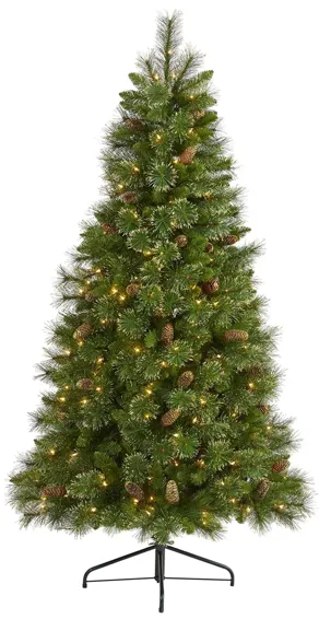 6ft. Pre-Lit Golden Tip Washington Pine Artificial Christmas Tree in Green by Bellanest