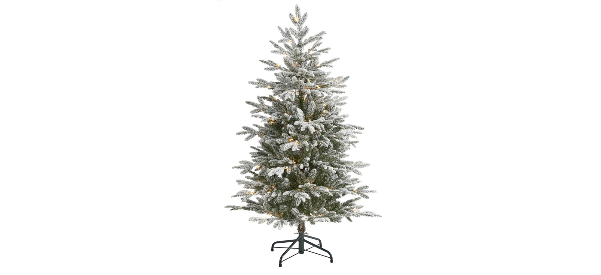 4.5ft. Pre-Lit Flocked Manchester Spruce Artificial Christmas Tree in Green by Bellanest
