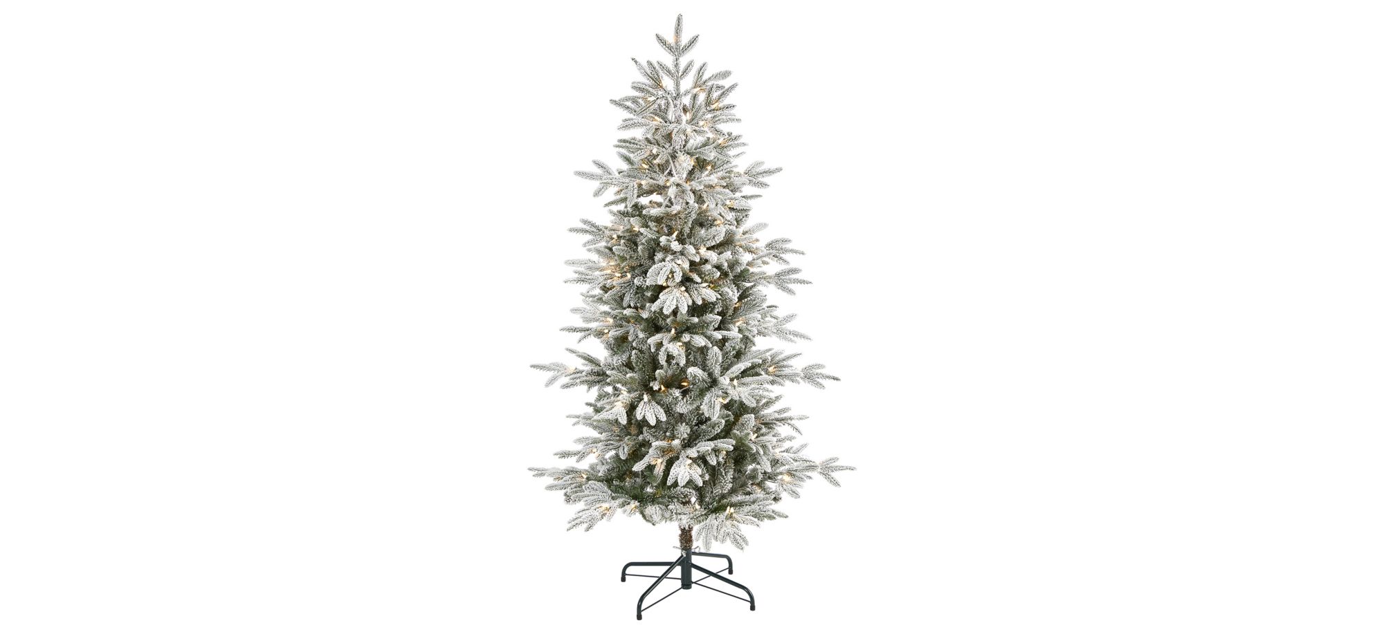 5.5ft. Pre-Lit Flocked Manchester Spruce Artificial Christmas Tree in Green by Bellanest