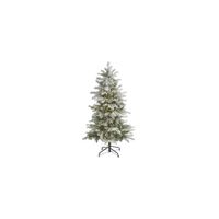 5ft. Pre-Lit Slim Flocked Nova Scotia Spruce Artificial Christmas Tree in Green by Bellanest