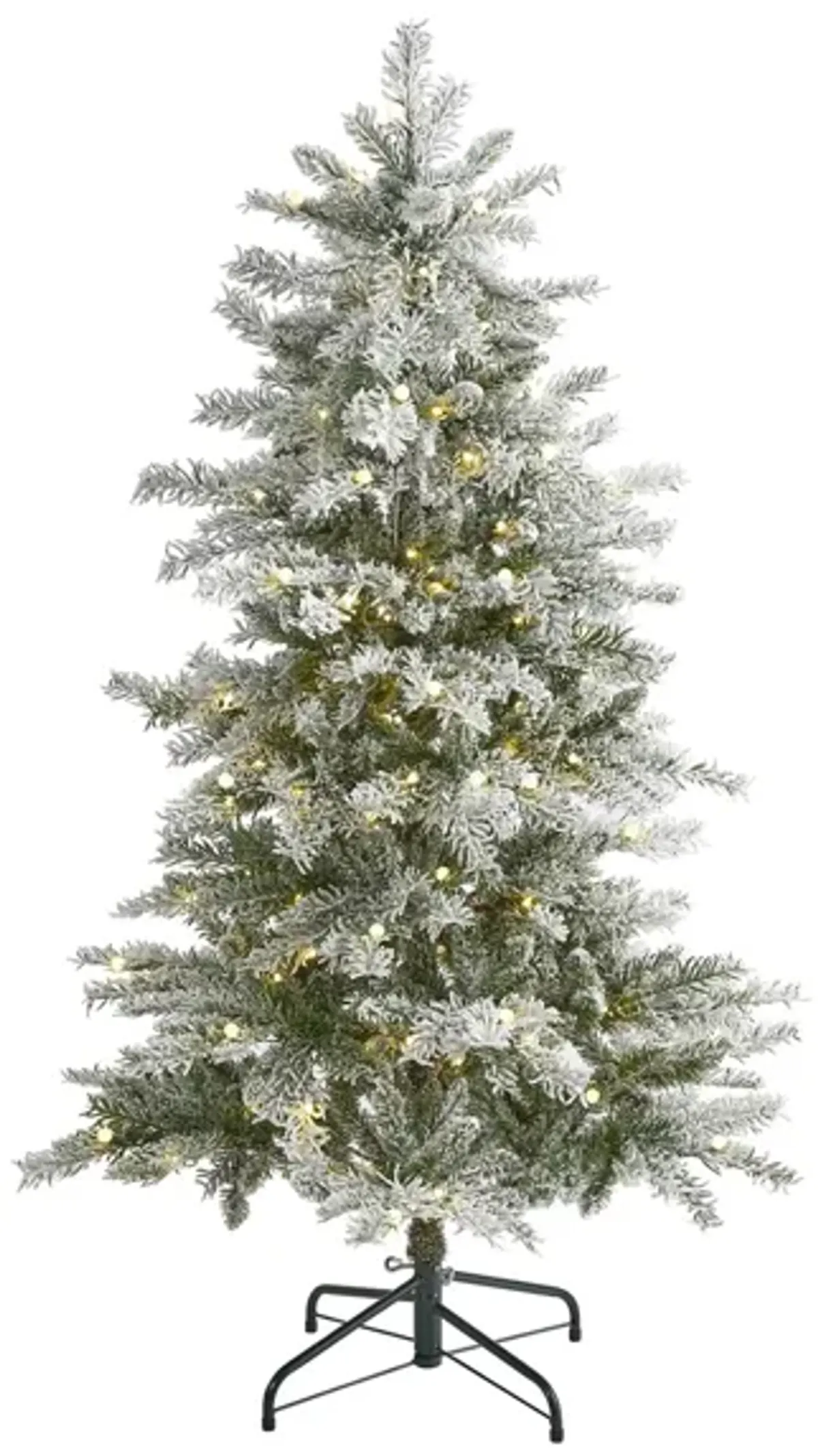 5ft. Pre-Lit Slim Flocked Nova Scotia Spruce Artificial Christmas Tree