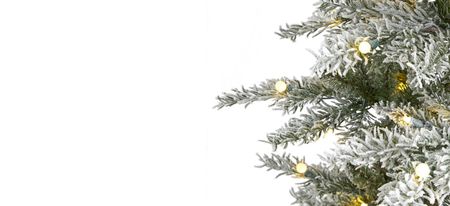6.5ft. Pre-Lit Slim Flocked Nova Scotia Spruce Artificial Christmas Tree in Green by Bellanest