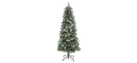 6ft. Pre-Lit Frosted Tip British Columbia Mountain Pine Artificial Christmas Tree in Green by Bellanest