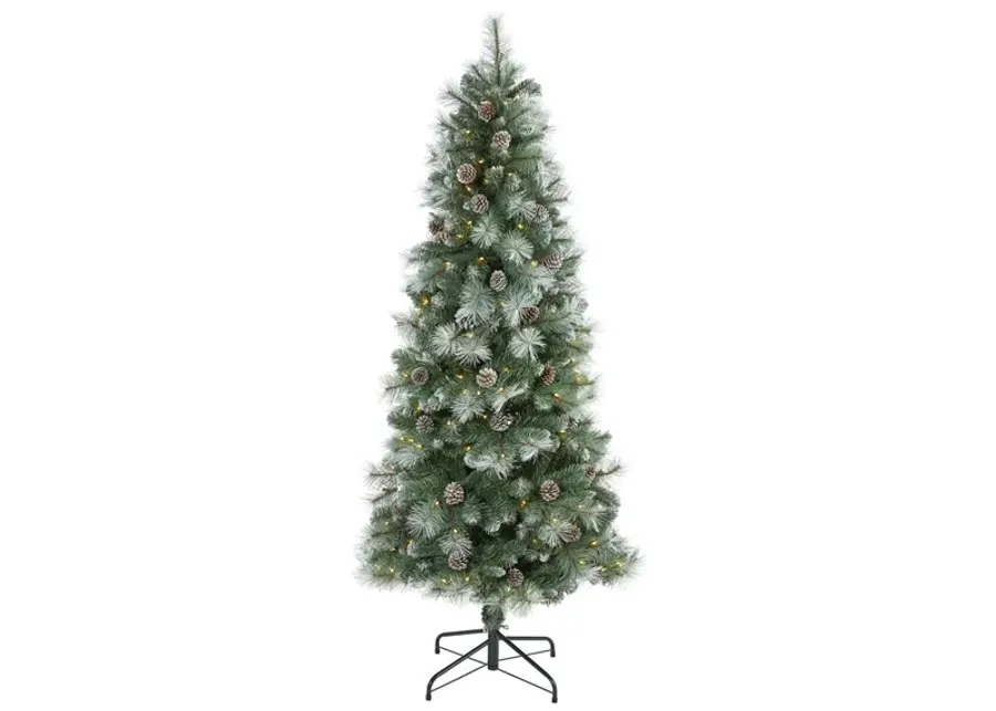 6ft. Pre-Lit Frosted Tip British Columbia Mountain Pine Artificial Christmas Tree in Green by Bellanest