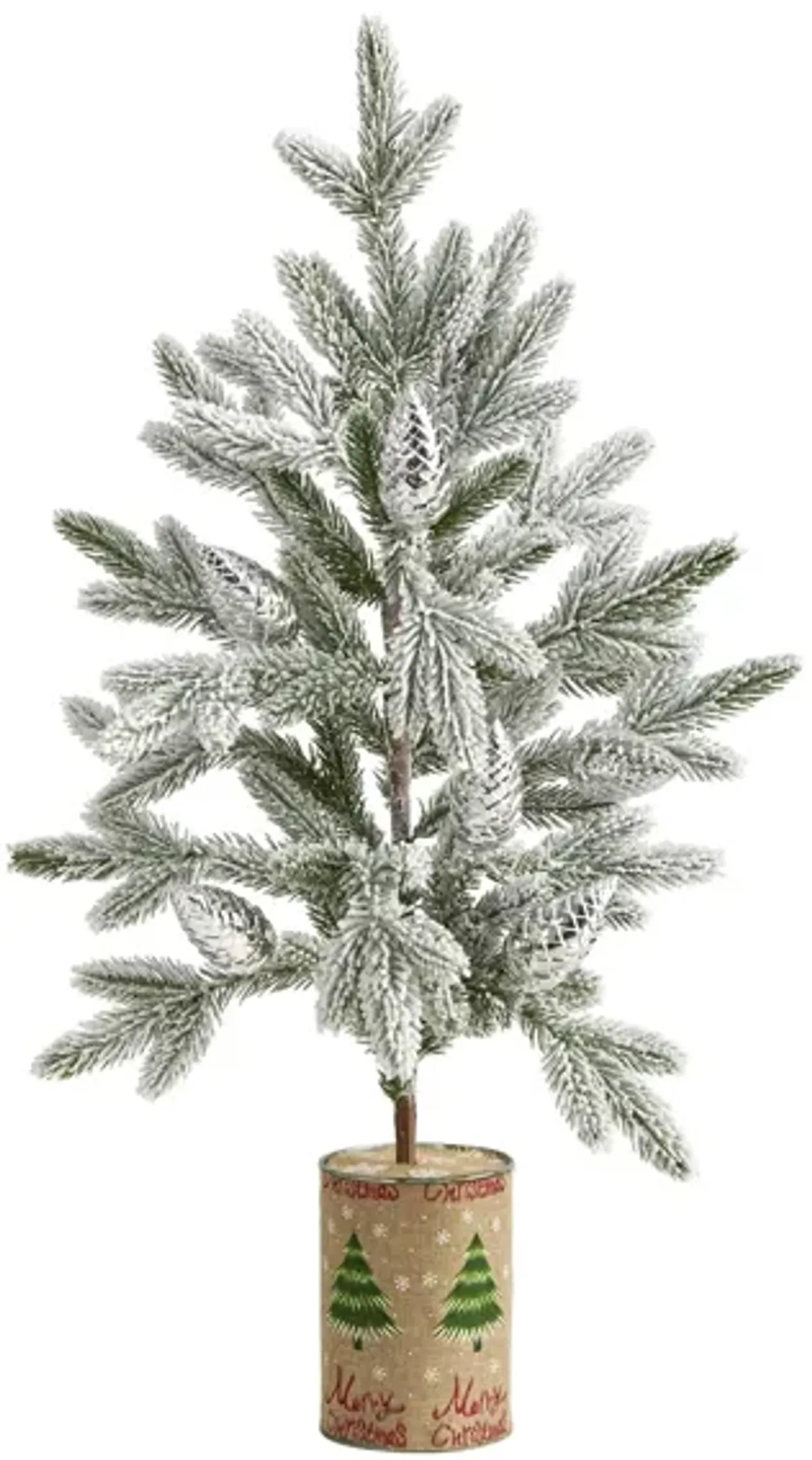 28in. Flocked Christmas Artificial Tree in Green by Bellanest