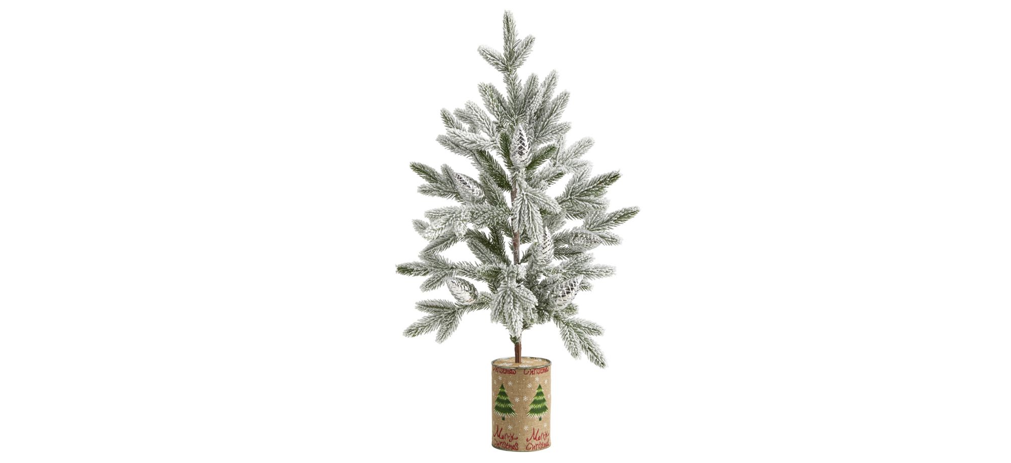 28in. Flocked Christmas Artificial Tree in Green by Bellanest
