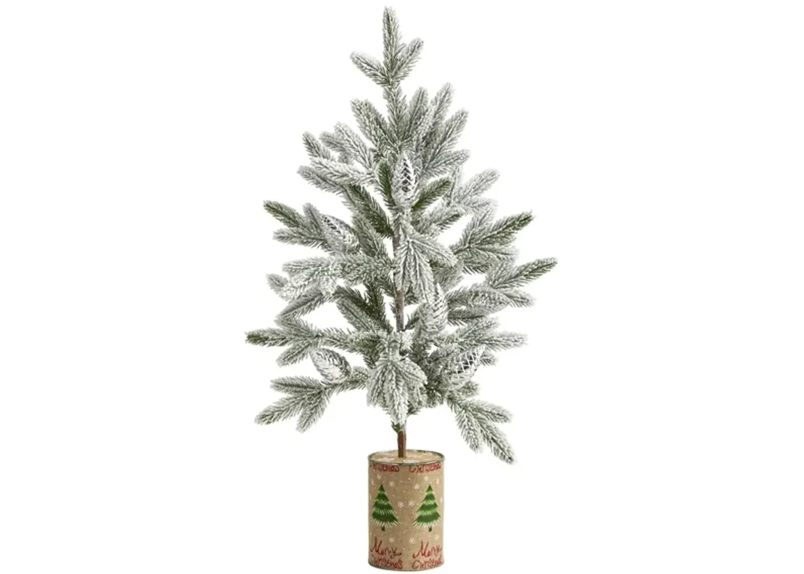 28in. Flocked Christmas Artificial Tree in Green by Bellanest