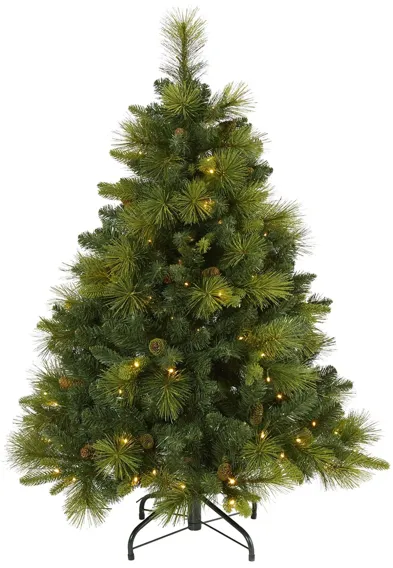 4ft. Pre-Lit North Carolina Mixed Pine Artificial Christmas Tree in Green by Bellanest