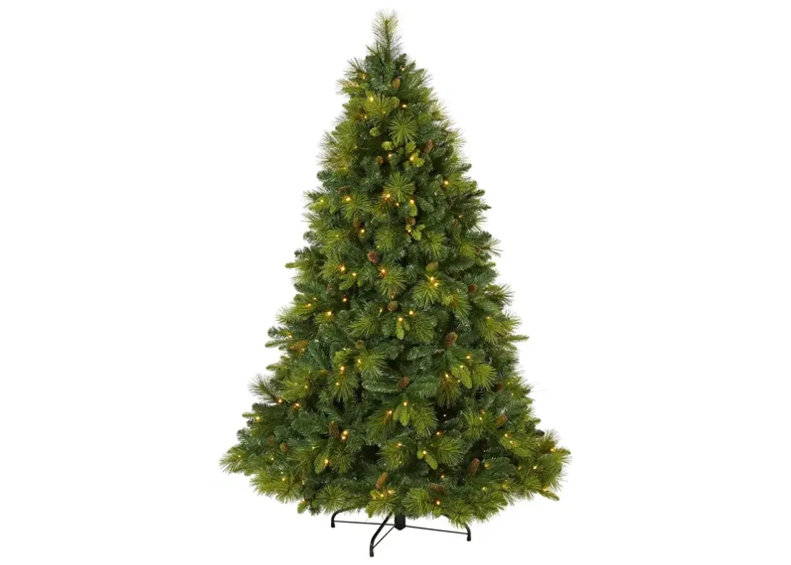 6.5ft. Pre-Lit North Carolina Mixed Pine Artificial Christmas Tree in Green by Bellanest