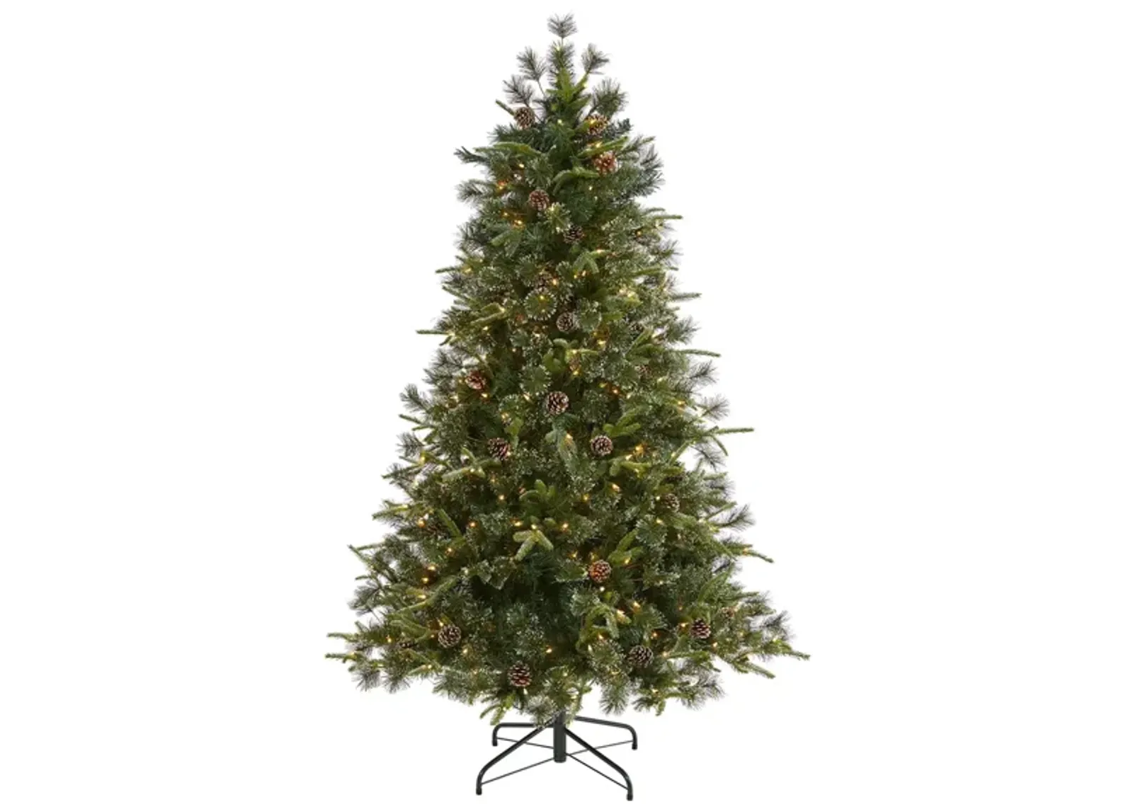 6ft. Pre-Lit Snowed Tipped Clermont Mixed Pine Artificial Christmas Tree in Green by Bellanest