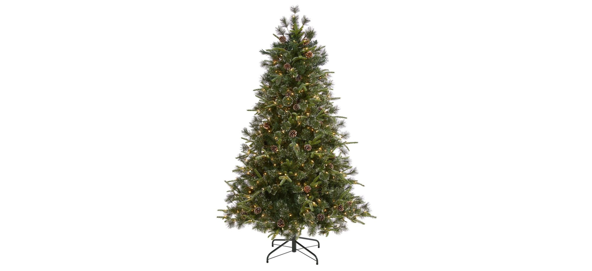 6ft. Pre-Lit Snowed Tipped Clermont Mixed Pine Artificial Christmas Tree in Green by Bellanest