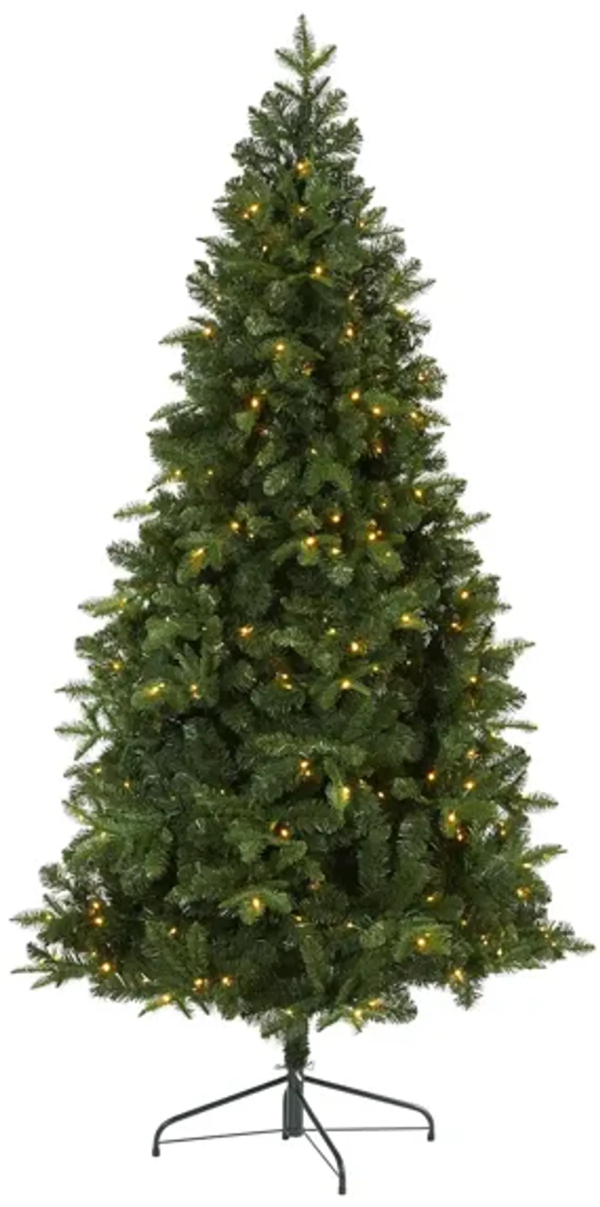 7ft. Pre-Lit Grand Teton Spruce Flat Back Artificial Christmas Tree in Green by Bellanest