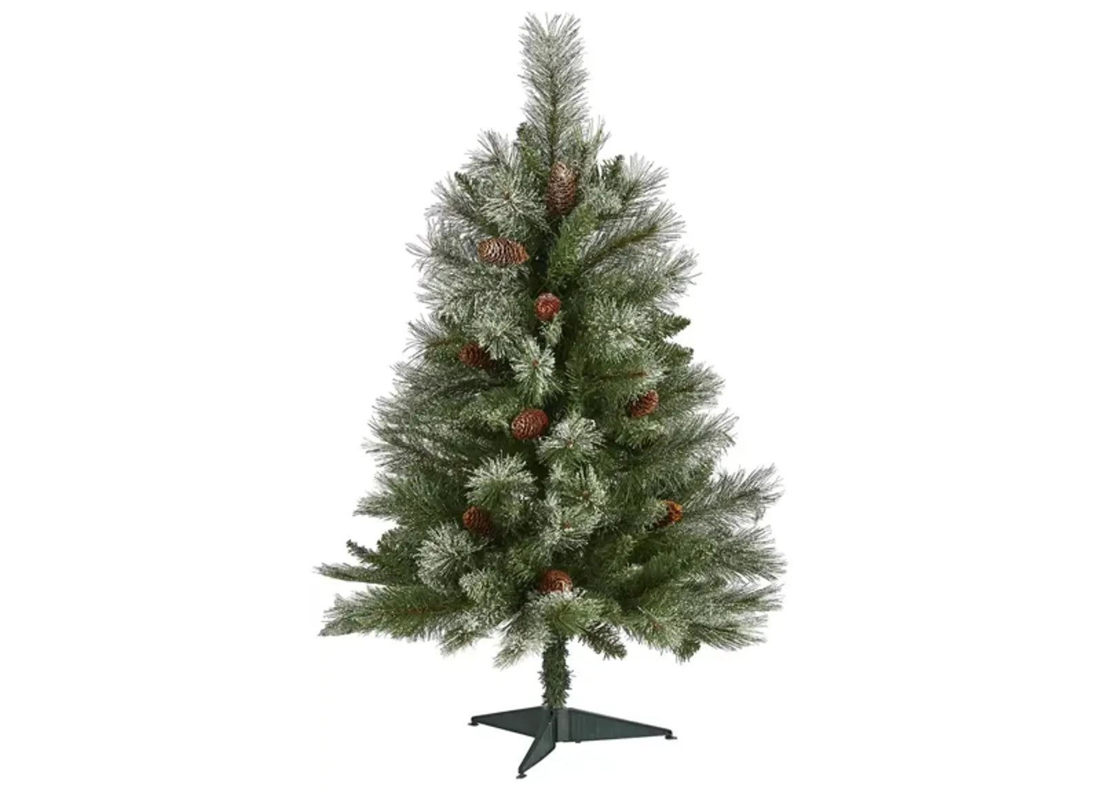 3ft. Snowed French Alps Mountain Pine Artificial Christmas Tree in Green by Bellanest