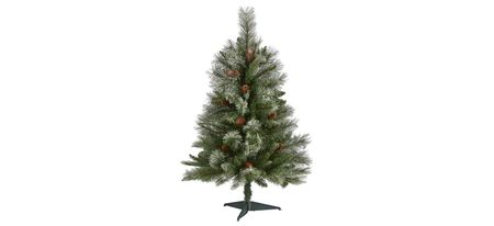 3ft. Snowed French Alps Mountain Pine Artificial Christmas Tree in Green by Bellanest