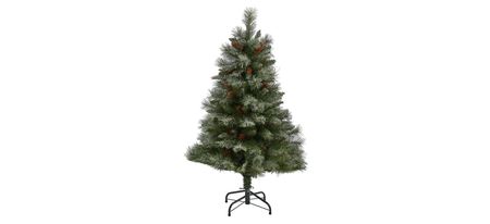 4ft. Snowed French Alps Mountain Pine Artificial Christmas Tree in Green by Bellanest