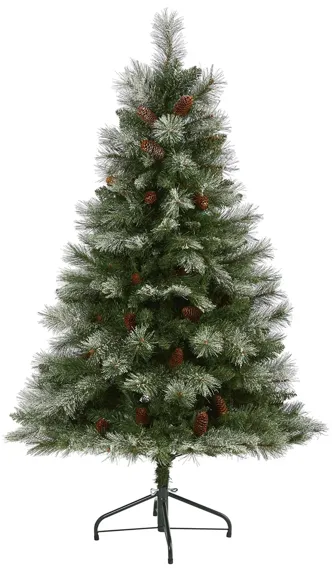 5ft. Snowed French Alps Mountain Pine Artificial Christmas Tree in Green by Bellanest