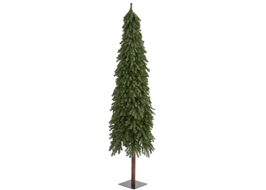 7ft. Grand Alpine Artificial Christmas Tree on Natural Trunk in Green by Bellanest