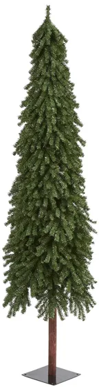 7ft. Grand Alpine Artificial Christmas Tree on Natural Trunk in Green by Bellanest