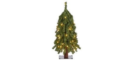 2ft. Grand Alpine Artificial Christmas Tree on Natural Trunk in Green by Bellanest