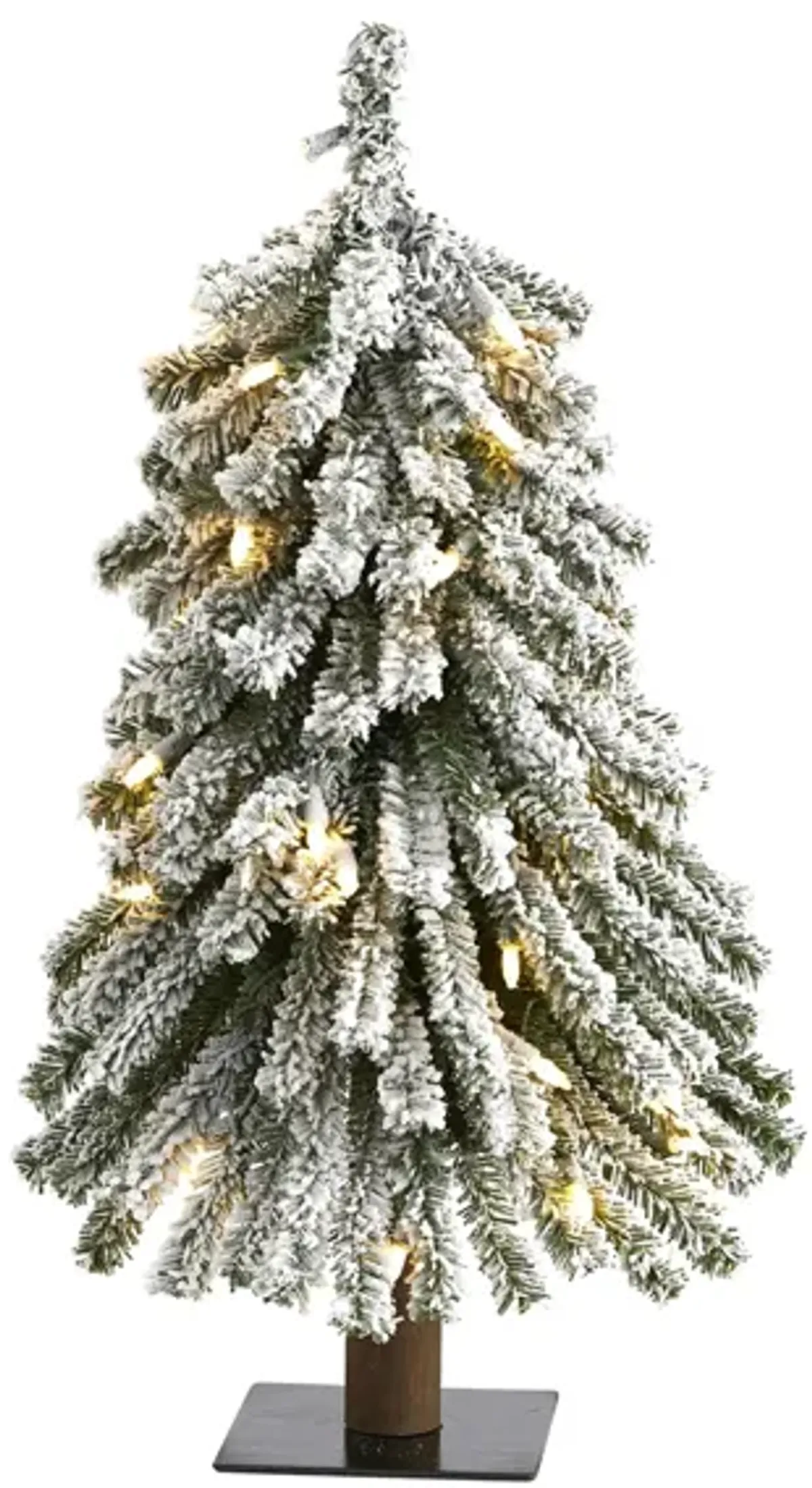 2ft. Pre-Lit Flocked Grand Alpine Artificial Christmas Tree on Natural Trunk