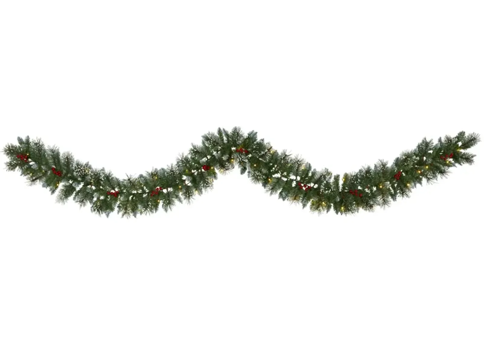 9ft. Pre-Lit Frosted Swiss Pine Artificial Garland in Green by Bellanest