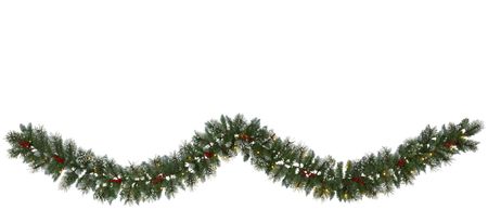 9ft. Pre-Lit Frosted Swiss Pine Artificial Garland in Green by Bellanest