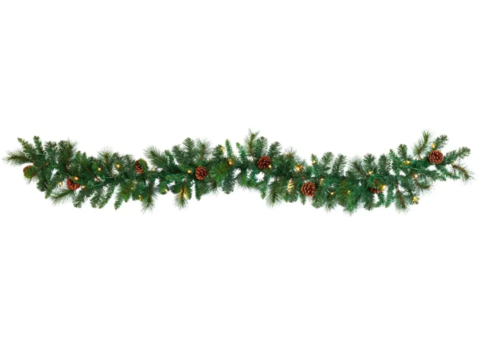 6ft. Pre-Lit Mixed Pine and Pinecone Artificial Garland in Green by Bellanest